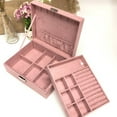 thumbnail image 3 of EHJRE Velvet Double Layer Jewelry Storage Display Box Showcase Container Organizer Korea Pink, 3 of 9