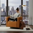 thumbnail image 6 of GOMYHOME Modern Swivel Accent Chair with Pillow, Orange, 6 of 10