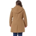 thumbnail image 4 of DARING DIVA Women's Plus Size Single Breasted Detachable Hooded Overcoat 2X Camel, 4 of 6