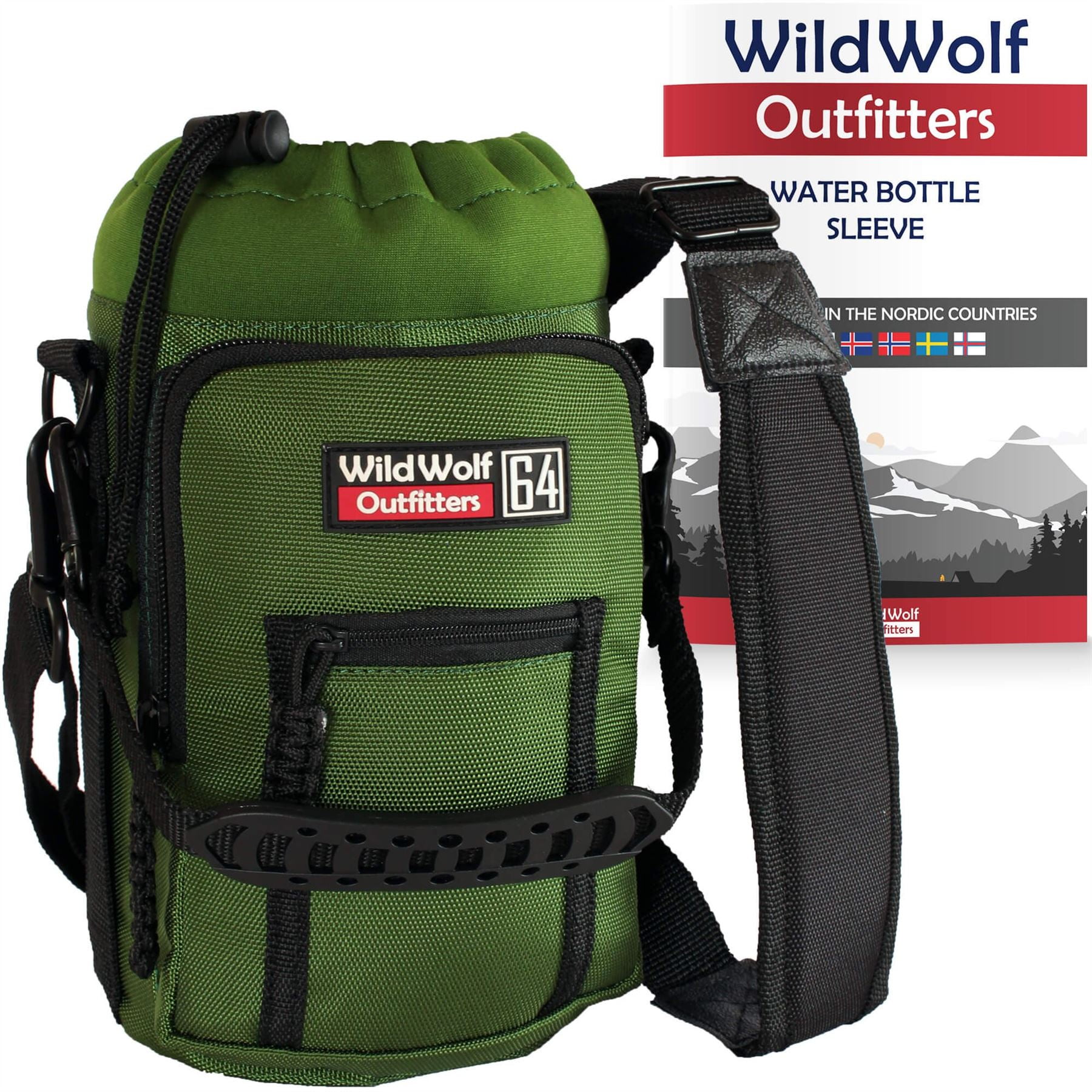 Wild Wolf Outfitters #1 Best Water Bottle Holder for 32 oz Bottles Carry Protect and Insulate Your Flask with This Military Grade Carrier w/ 2 Pockets and an Adjustable Padded Shoulder Strap. 