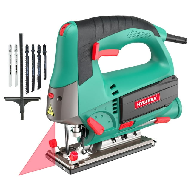 Sierra caladora HYCHIKA 800 W, 6,7 A, 6 velocidades variables, 4 juegos orbitales