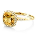 thumbnail image 6 of Gem Stone King 10K Yellow Gold Yellow Citrine and Diamond Engagement Ring for Women (3.00 Cttw, Cushion Cut 8MM, Gemstone Birthstone, Available in Size 5, 6, 7, 8, 9), 6 of 6