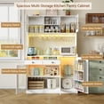 thumbnail image 2 of Tydimor 71" White Pantry Cabinet, Acrylic Display Buffet with LED Light Strip, Charging Station, Hooks & Wine Glass Rack, Freestanding Storage Cabinet for Kitchen Dining Room, 2 of 7