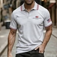 thumbnail image 4 of Men's US 250th Anniversary Polo Shirt with 1776-2026 Print and Contrast Tipping Collar Featuring Short Sleeve Design for Independence Day Patriotic Celebrations Light Gray XL, 4 of 5