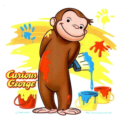 Cute Curious George Monkey Edible Icing Image for 1/4 Sheet