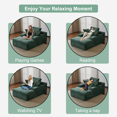 thumbnail image 2 of Leumius Oversized Chaise Lounge Indoor,Cozy Cloud Couch Modern Plush Corduroy Upholstered Sofa Bed with 3 Pillows and Wide Armrest for Living Room, No Assembly Required,Green, 2 of 11