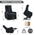thumbnail image 3 of Black Chenille Single Motor Power Lift Recliner Chair with Massage and Heat for Elderly, Heavy Duty Motion Mechanism and One USB for Charging, Max Reclining Angle 155 °, 3 of 19