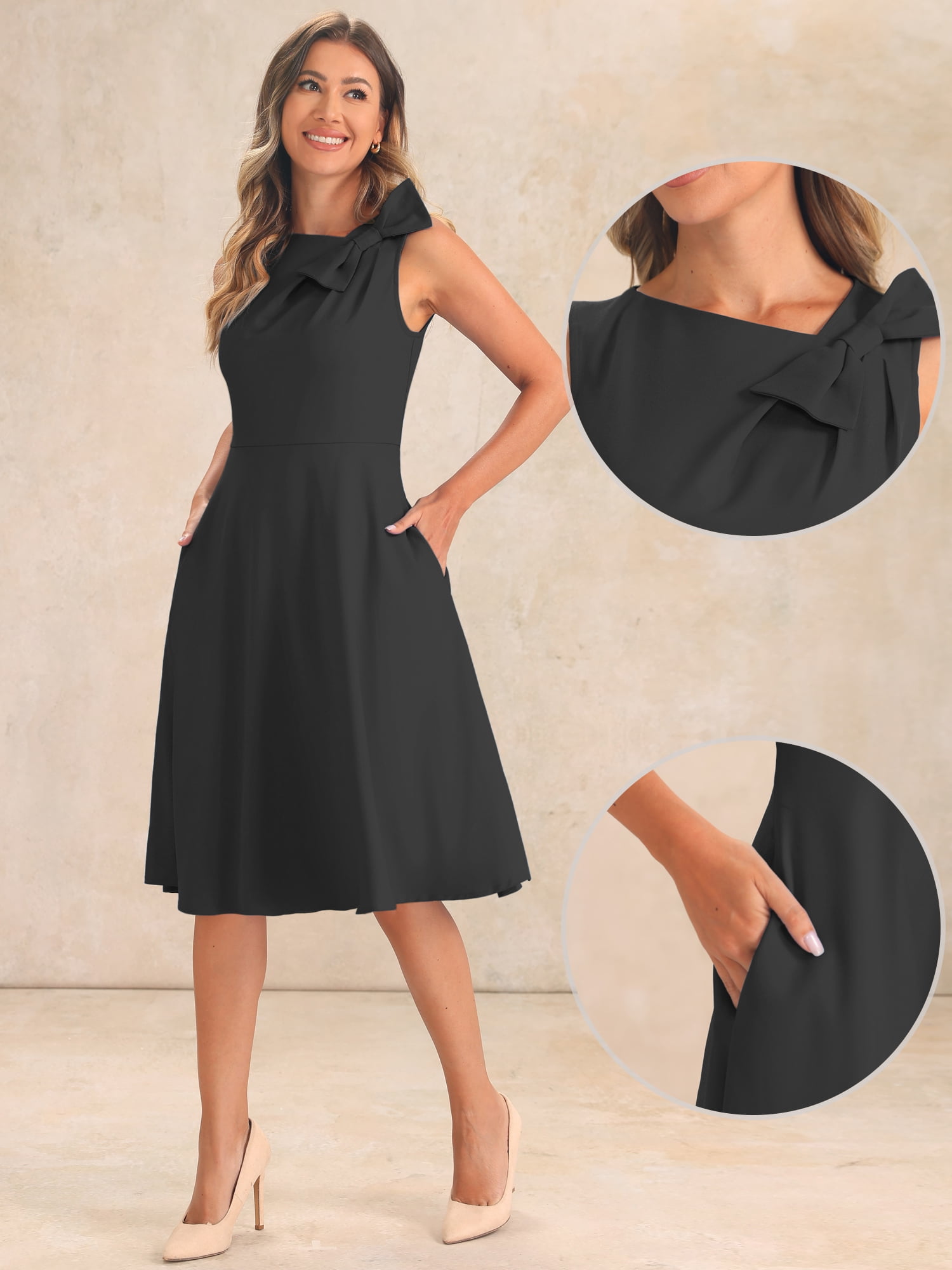 DARING DIVA Cocktail Flared Sleeveless Midi Dresses XS Black