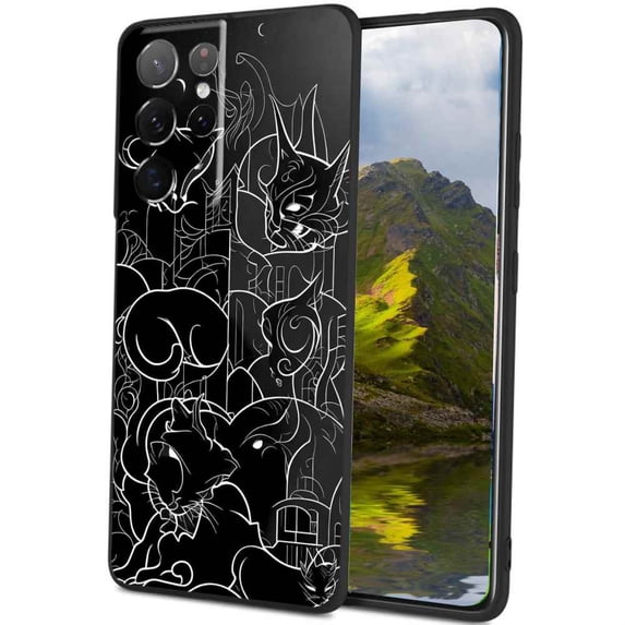 Black-Cats-78 Phone Case, Degined for Samsung Galaxy S23 Ultra Case Men Women, Flexible Silicone Shockproof Case for Samsung Galaxy S23 Ultra