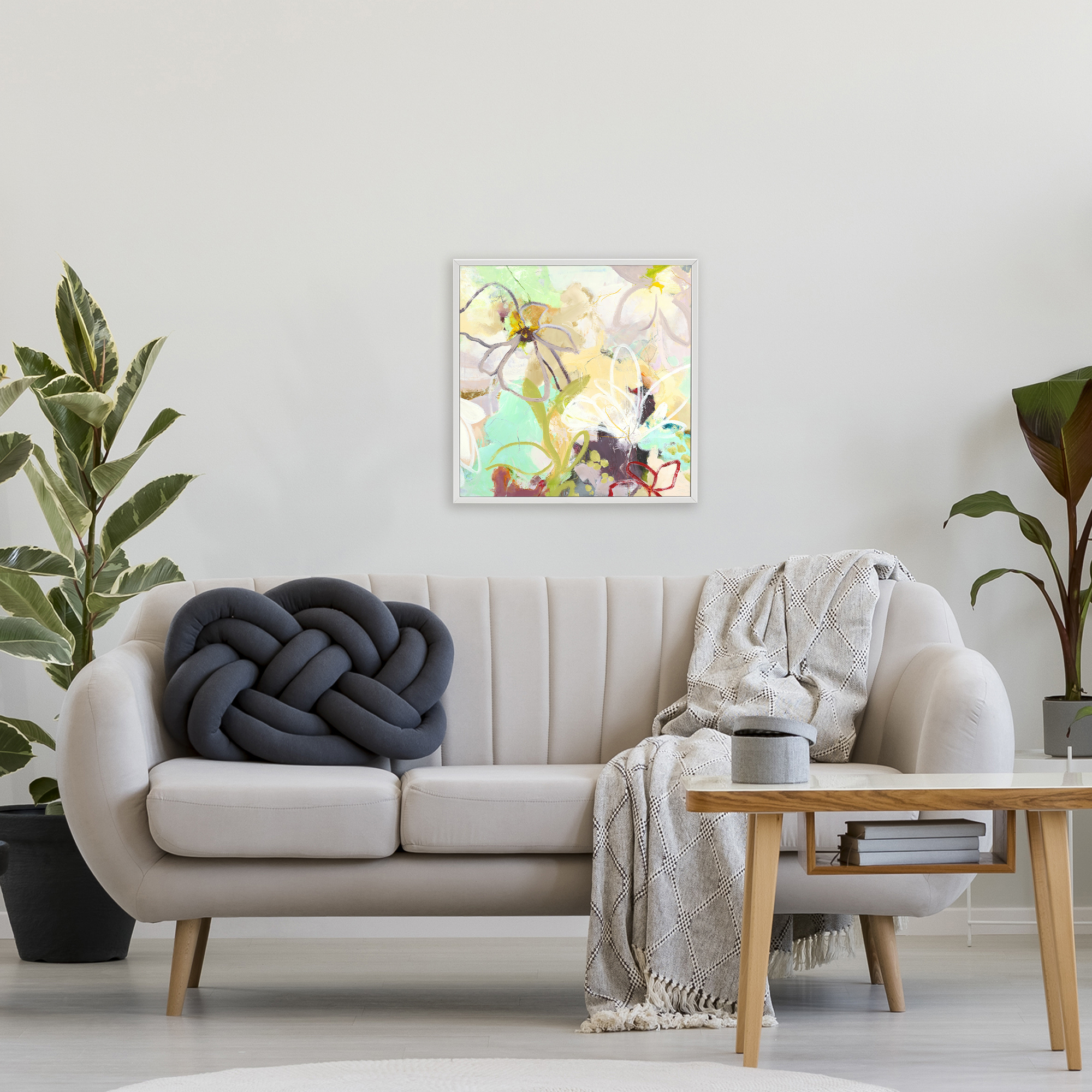 Last Days Of Spring Abstract White Framed Giclee Art, design by Design Fabrikken