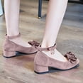 thumbnail image 5 of Girls Pink Dress Shoes Low Block Heel with 3D Flower Ankle Strap Buckle for Party Wedding Comfort Fit,Size 5.5-6T, 5 of 5