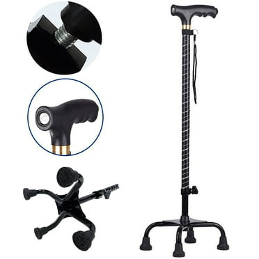PVUEL LED Walking Cane for Men Women Quad Canes with Adjustable Base