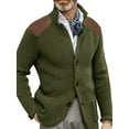 thumbnail image 1 of MAWCLOS Mens Cardigan Sweater Long Sleeve Jacket Button Down Coat Knitted Winter Warm Open Front Outwear ArmyGreen S, 1 of 2
