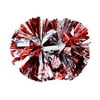 Hooshing 2 Pack Pom Poms Cheerleading Red and Silver with Baton Handle for Team Spirit Sports Dance Cheering