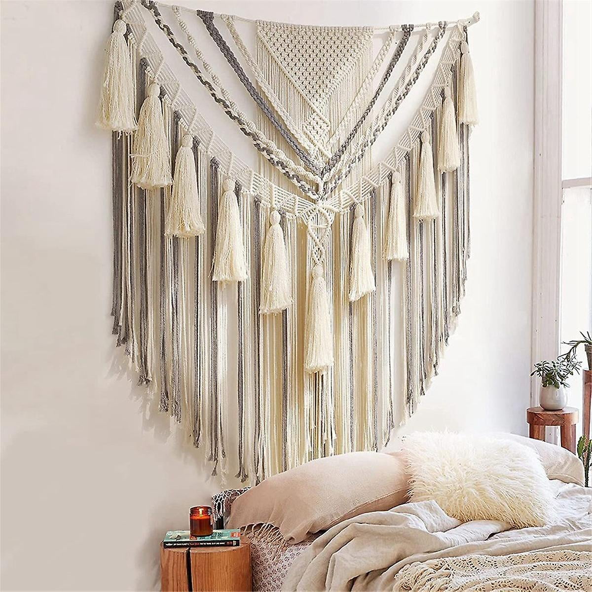 Macrame Wall Hanging Macrame Tapestry Wall Art Boho Woven Yarn Tapestry Above Bed Wall Decor For Home Walmart