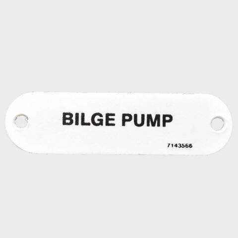 Carver Boat Bilge Pump Label 7143566 | 2 3/4 Inch White Plastic