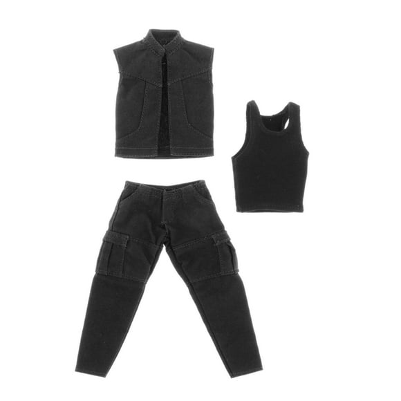 Vêtements pour Figurine Masculine 1/12, Manteau pour Poupées 1/12, Vêtements pour Figurine Articulée pour Poupée de 6 Pouces Noir