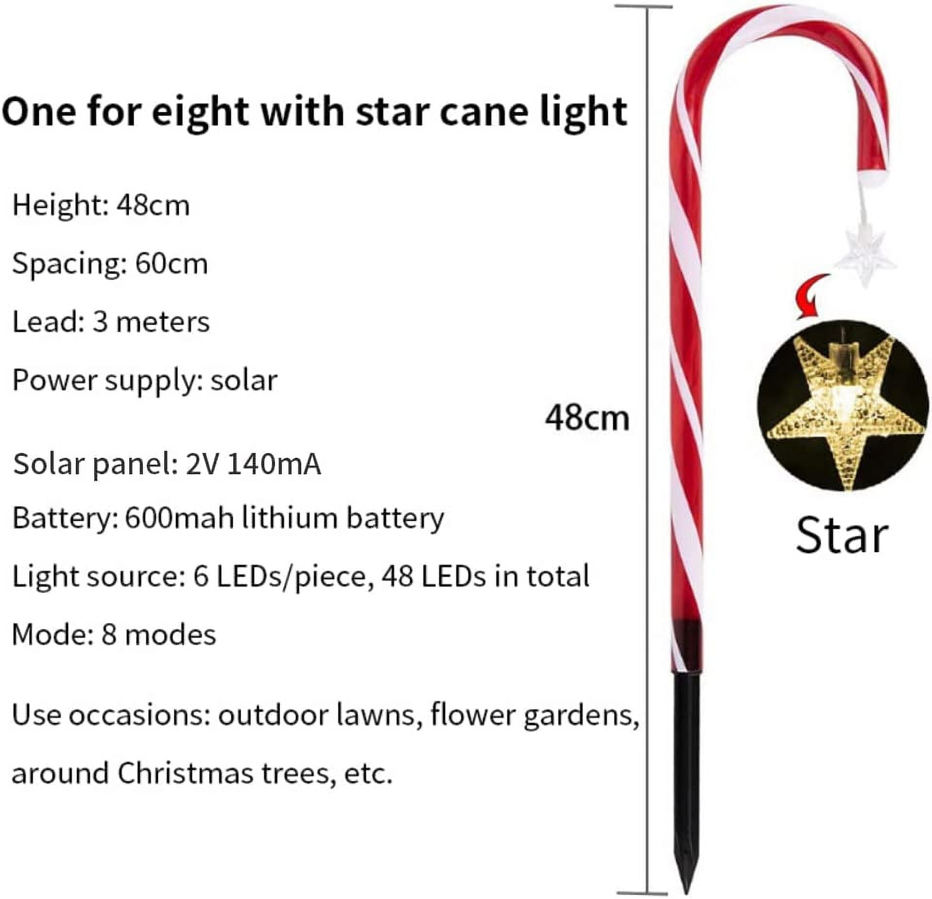 COCOBELA 19" Christmas Candy Cane Lights, 8 Packs Christmas Pathway Marker Candy 8 Modes Solar Lights Walkway Outdoor Markers with Stakes for Garden Patio Christmas Decorations