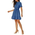 thumbnail image 4 of Allegra K Women's Ruffle Hem Fit and Flare Frill Trim Button Front Dresses, 4 of 6
