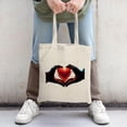 thumbnail image 2 of Heart-Shaped Hands Tote Bag - Stylish Canvas Bag for Shopping Travel & Parties - Eye-Catching Red & Dark Hands Design, 2 of 4