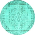 thumbnail image 1 of Ahgly Company Machine Washable Indoor Round Abstract Turquoise Blue Contemporary Area Rugs, 6' Round, 1 of 4