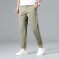 thumbnail image 2 of Pantalones casuales de verano para hombre, pantalones masculinos de seda fría, nuevos pantalones de calle clásicos, pantalones largos de algodón y poliéster de talla grande, 2 of 4