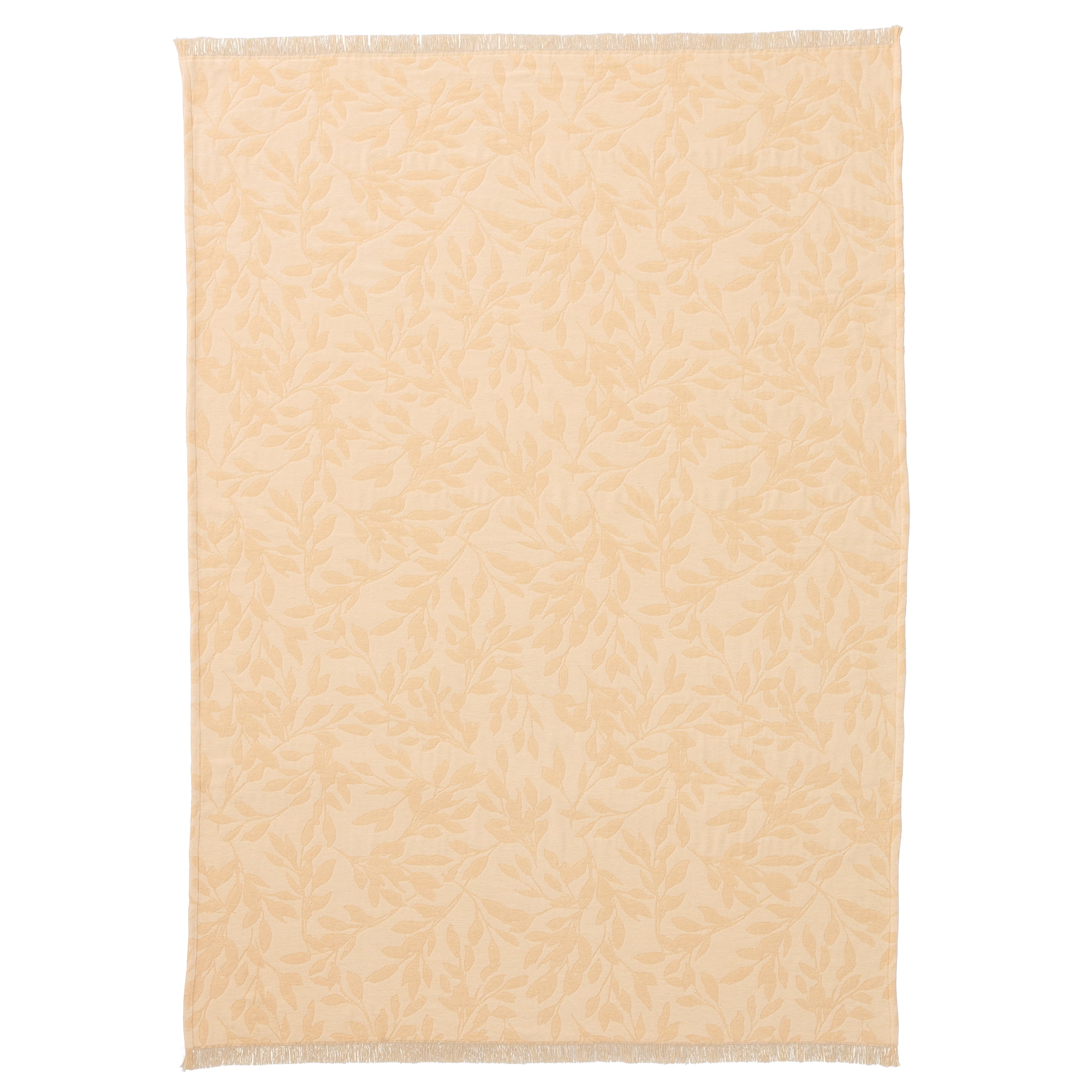 Better Homes & Gardens Woven Chenille Botanical Throw Blanket, UK Butter, 50 in x 72 in