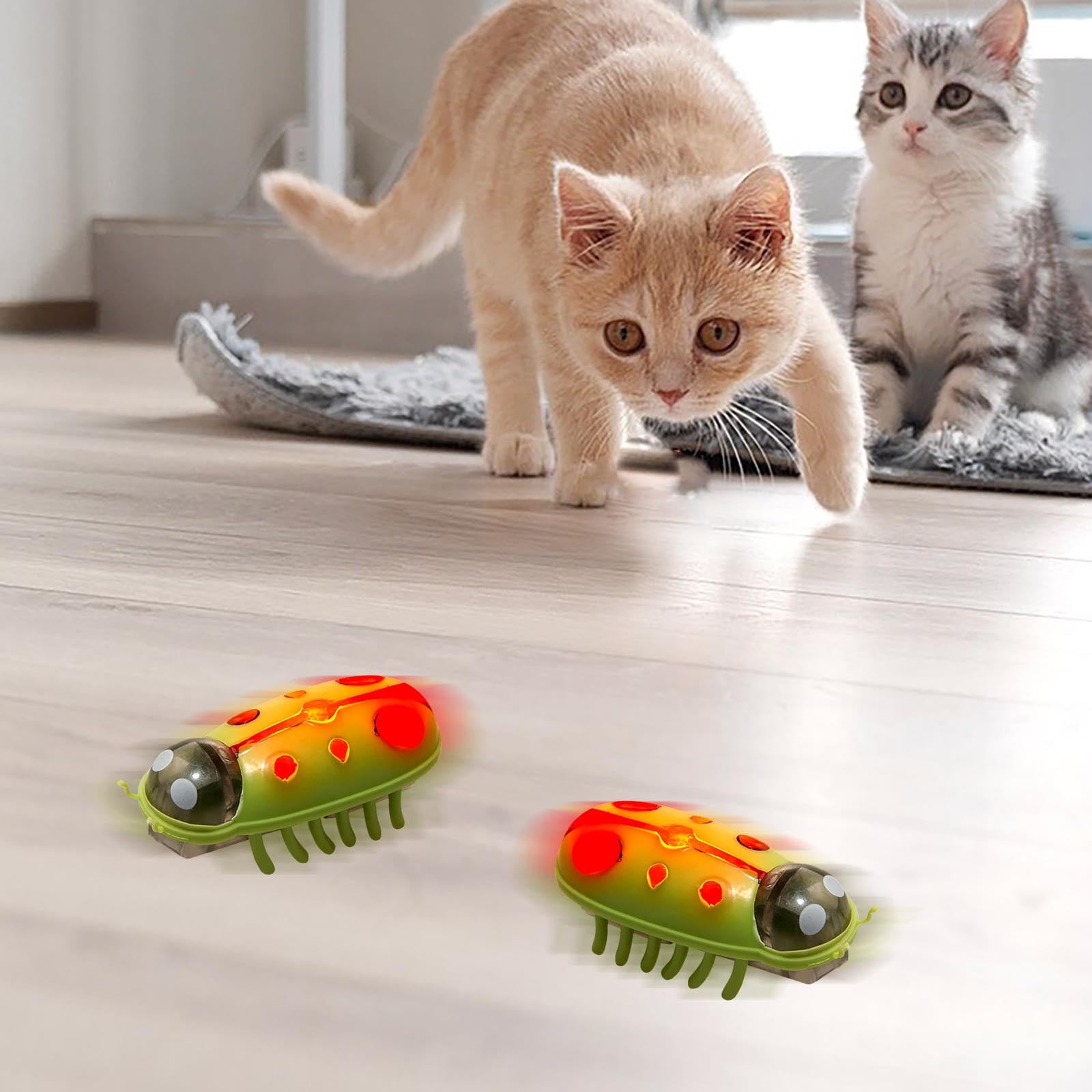 HEWANG Cat Electric Bug Toy,Pet Mini Cute Toy Battery Operated Toys,Cat Funny Interactive Toys,Unleash Nature,Anxiety Relief,Moving for Indoor Cats Chasing,Playing,Entertainment,Training (A)