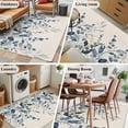 thumbnail image 6 of Navy Blue Eucalyptus Area Rugs Collection 2.7'x5', Farmhouse Weeping Leaves Linen Non Slip Indoor Rectangle Throw Runner Rug Floor Mat Carpet for Living Room Dining Table Bedroom Nursery, 6 of 9