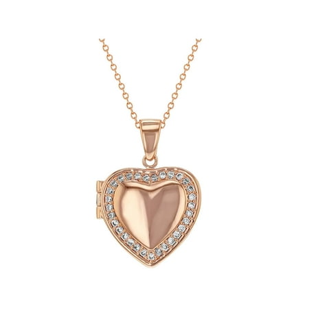 - Rose Gold Plated Clear CZ Heart Shaped Locket Necklace Pendant Photo 18