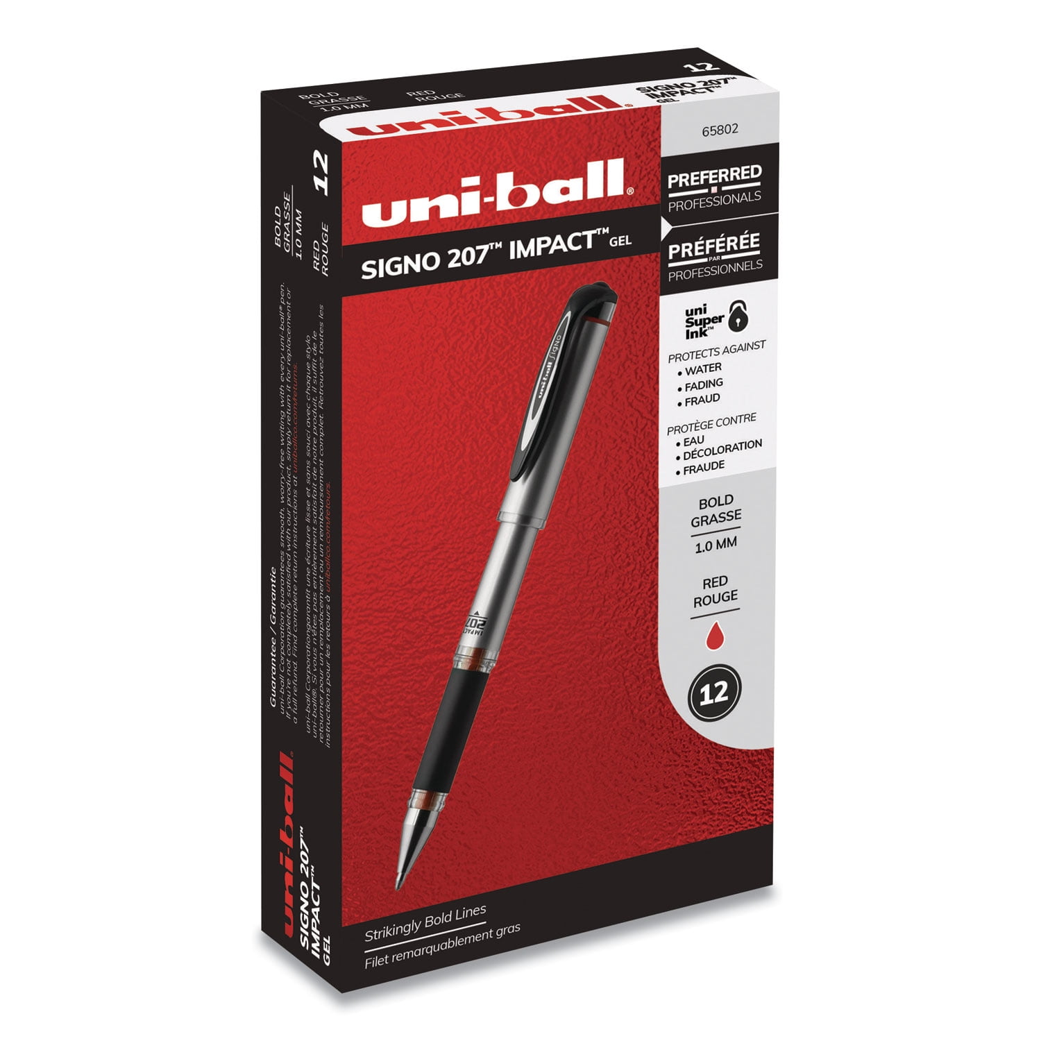 uniball 207 IMPACT Rollerball pen red pigment gel ink 1 mm