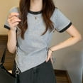 thumbnail image 4 of FRSASU Women's T-Shirts Short Sleeve Tops Summer Casual Blouse Crew Neck Pullover Basic Shirt Loose Fit Tee Gray, 4 of 7