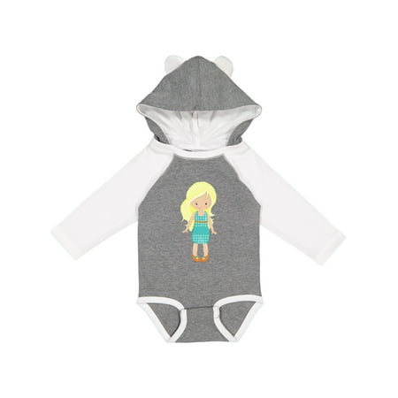 

Inktastic Fashion Girl Blonde Hair Blue Dress Orange Shoes Gift Baby Girl Long Sleeve Bodysuit