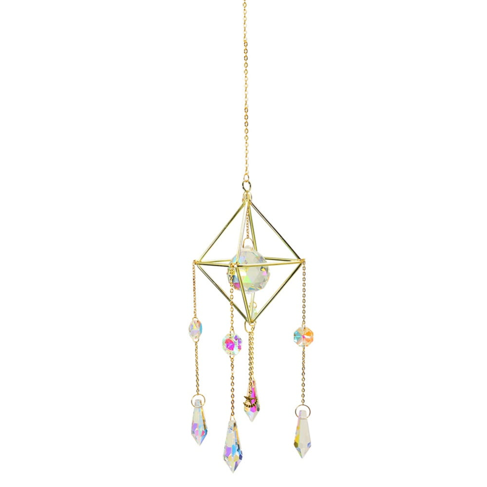 Metal Moon Crystal Prism Ball Hanging Drop Pendant Suncatcher Gifts Home Decor 