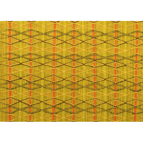Ahgly Company Machine Washable Indoor Rectangle Abstract Yellow Modern Area Rugs, 3' x 5'