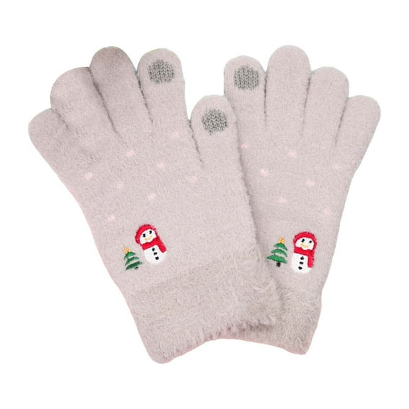 Gloves for Women Novelty Snowman Pattern Full-Finger Design with Ribbed Cuffs and Warm Hand Coverage Winter Gloves