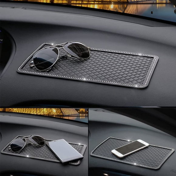 Almohadilla antideslizante para tablero de coche, para llaveros de teléfono celular, soporte para gafas de sol, nueva alfombrilla hecha a mano con diamantes de imitación de cristal para navegación, te