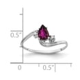 thumbnail image 2 of Solid 14k White Gold 6x4mm Pear Rhodolite Garnet January Red Gemstone VS Diamond Engagement Ring Size 7.5 (.03 cttw.), 2 of 3