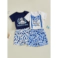 thumbnail image 3 of BemeyourBBs Boys Mother's Day Outfit Father's Day Letter Print Jumpsuit and Shorts, 3 of 9