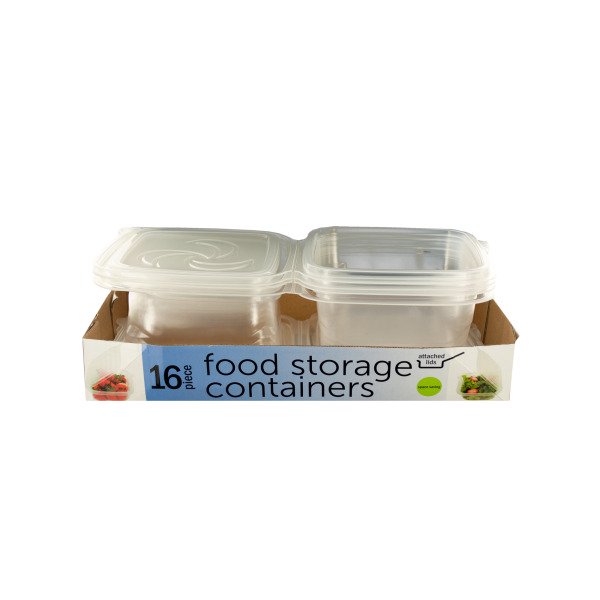 Food Storage Containers With Attached Lids (Pack Of 2)