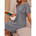 thumbnail image 5 of Avidlove 2 Pack Women Nightgown Sleepwear Flare Short Sleeve Sleepshirts V Neck Sleepdress Causal Pajama Dress S-XXL, 5 of 6