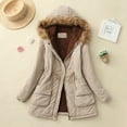 thumbnail image 2 of iOPQO Winter Coats for Women Warm Thickened Overcoat Warm Trendy Fleece Lined Hooded Snow Coat Fleece Jacket,Jackets for Women,Fall Outfits Beige L, 2 of 4