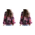 thumbnail image 3 of Minnieouse Camisa de poliéster para mujer, cuello , plisada, informal, elegante, lavable a mano, blusa bohemia, salidas diarias, camisas de Type2 NO2, 3 of 6