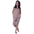 thumbnail image 1 of Moomaya Chemise à Manches 3/4 en Coton Imprimé avec Capri Ensemble de Nuit 2 Pcs pour Femmes, 1 of 7