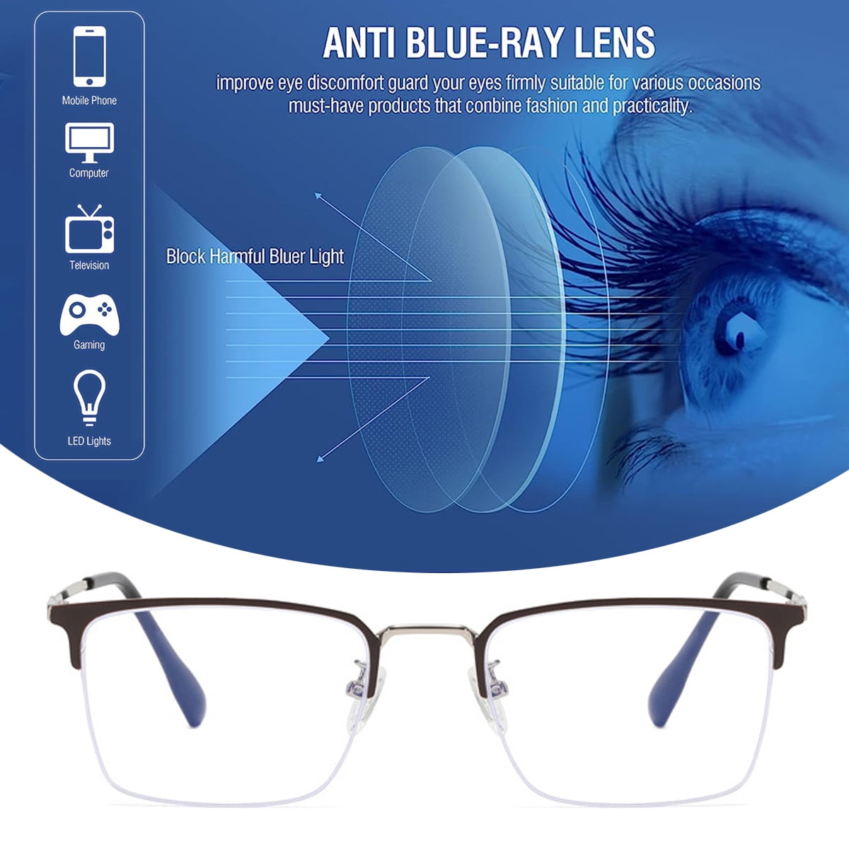 Lunettes Anti Lumière Bleue - Homme Femme | Protection Ecran PC Téléphone | Anti-Fatigue