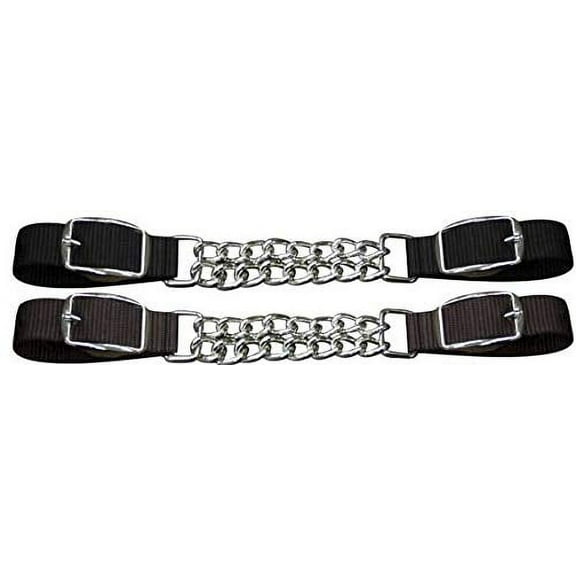 Showman Fully Adjustable Double Chain Nylon Curb Strap (Black)