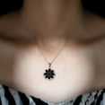 thumbnail image 4 of Rosec Jewels Floral Pendant Necklace for Women, Black Spinel Pendant with Moissanite, 925 Sterling Silver, 4 of 8