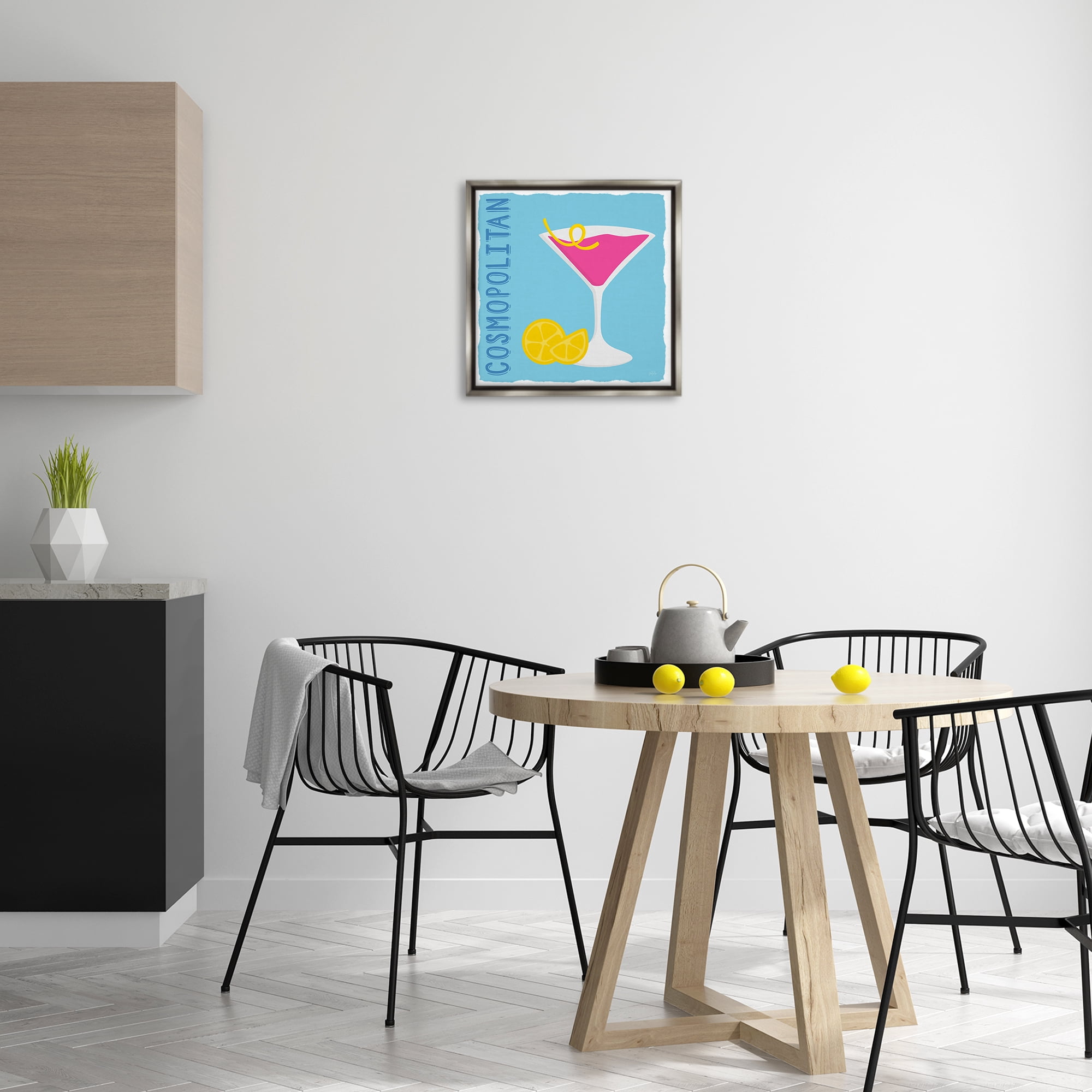Stupell Industries Cosmopolitan Cocktail Drink Food & Beverage Painting Gray Floater Framed Canvas Art Print Wall Art, 18 x 18