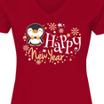 thumbnail image 4 of Inktastic Happy New Year with Cute Penguin Women's V-Neck T-Shirt, 4 of 5