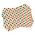 thumbnail image 1 of Ambesonne Retro Place Mats Set of 4, Diagonally Striped Squares, Standard Size, Marigold Scarlet, 1 of 4